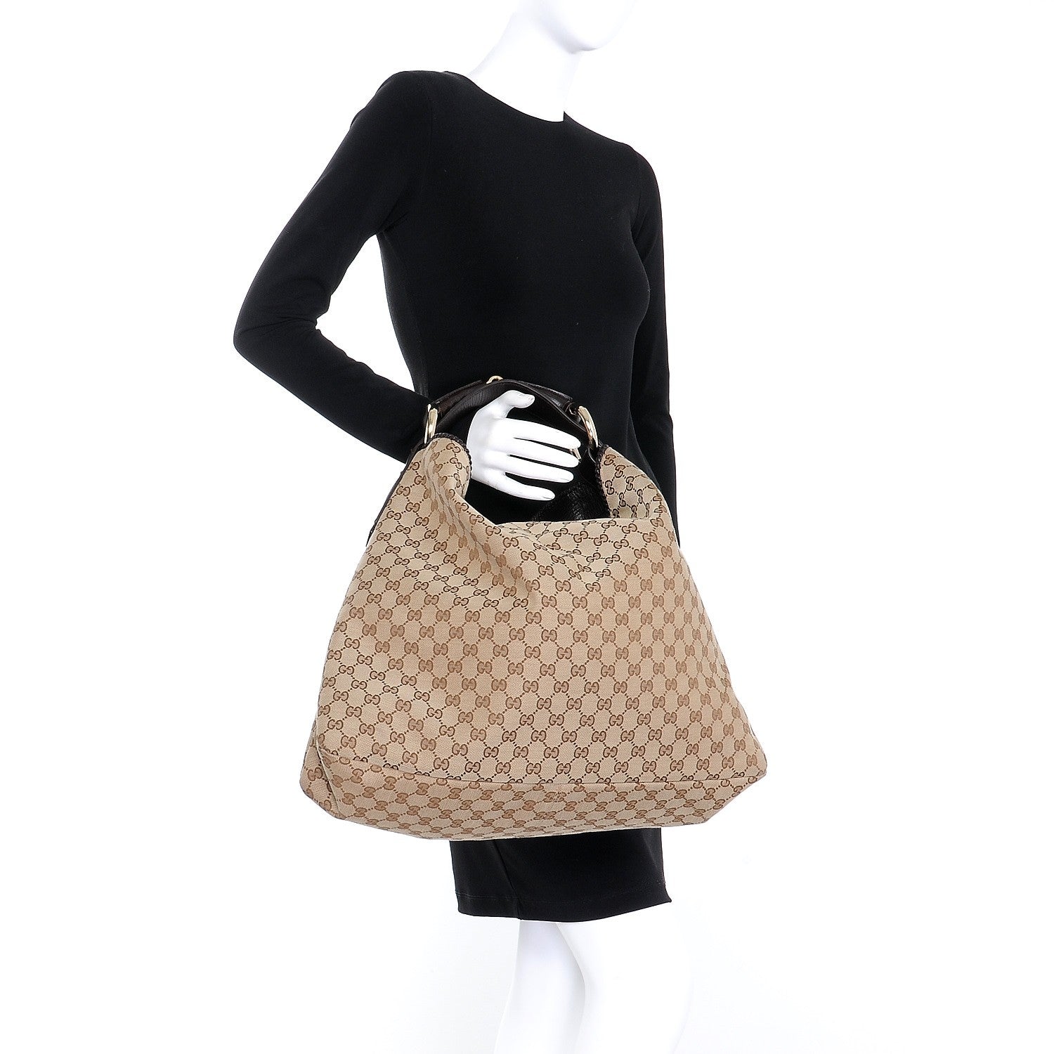 Gucci Monogram Large Horsebit Chain Hobo Dark Brown 2 of 7