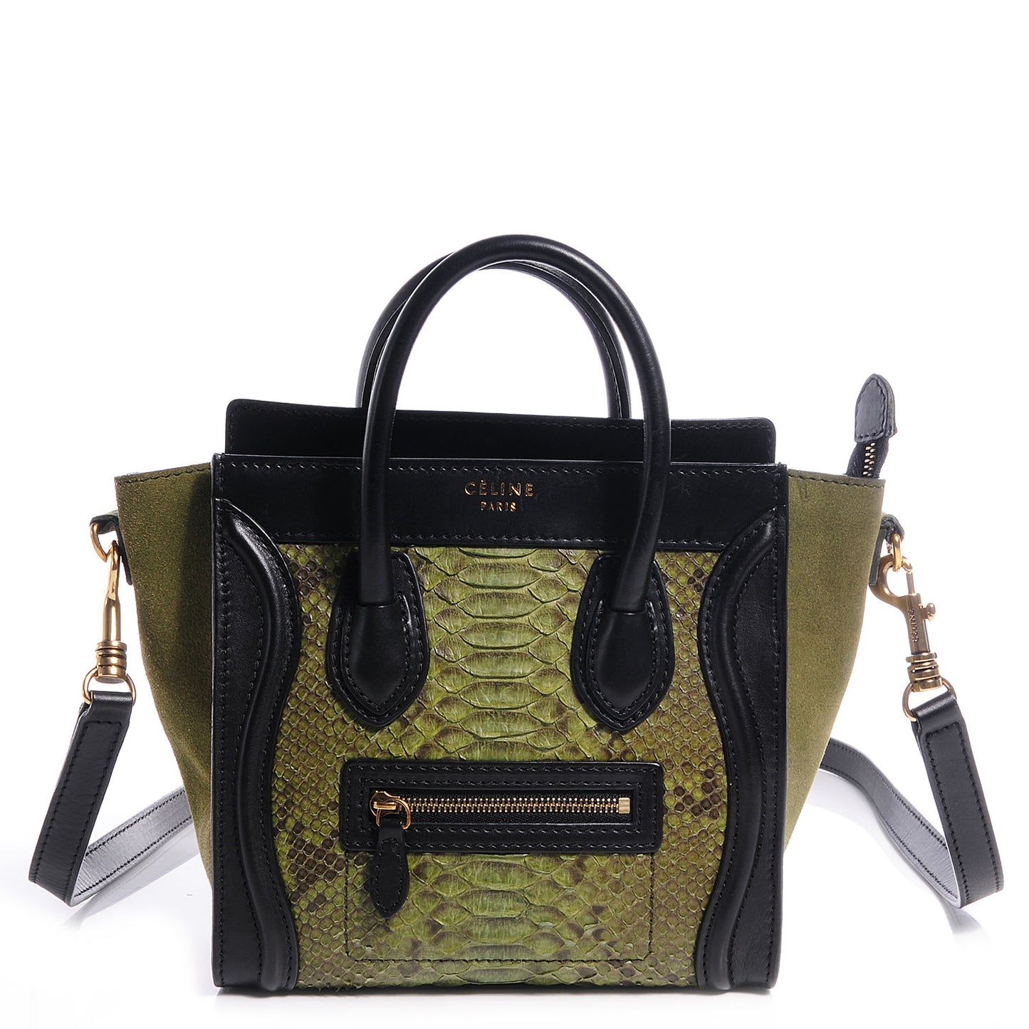 Python Suede Nano Tri-Color Luggage Green