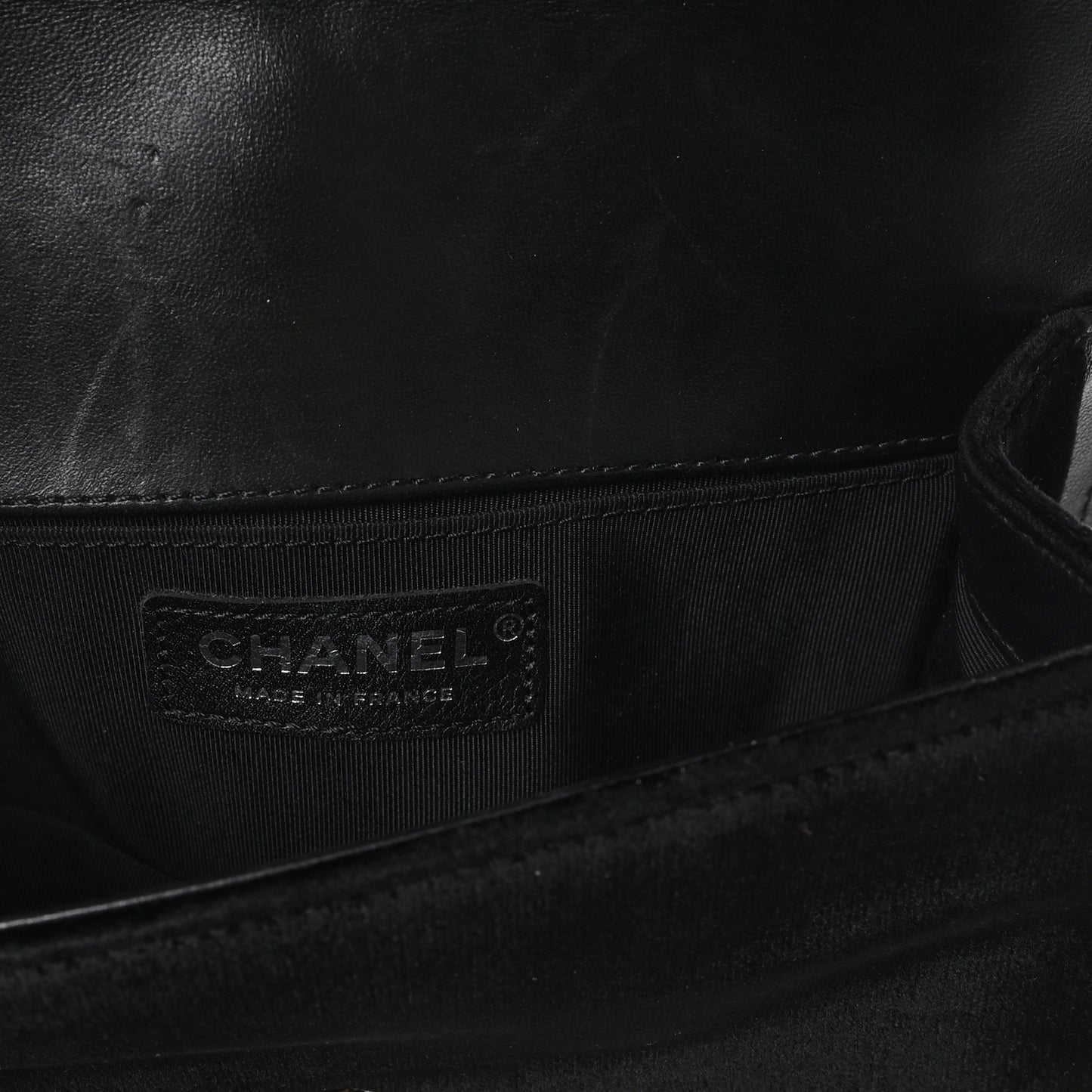 Velvet Quilted Small Boy Flap Black