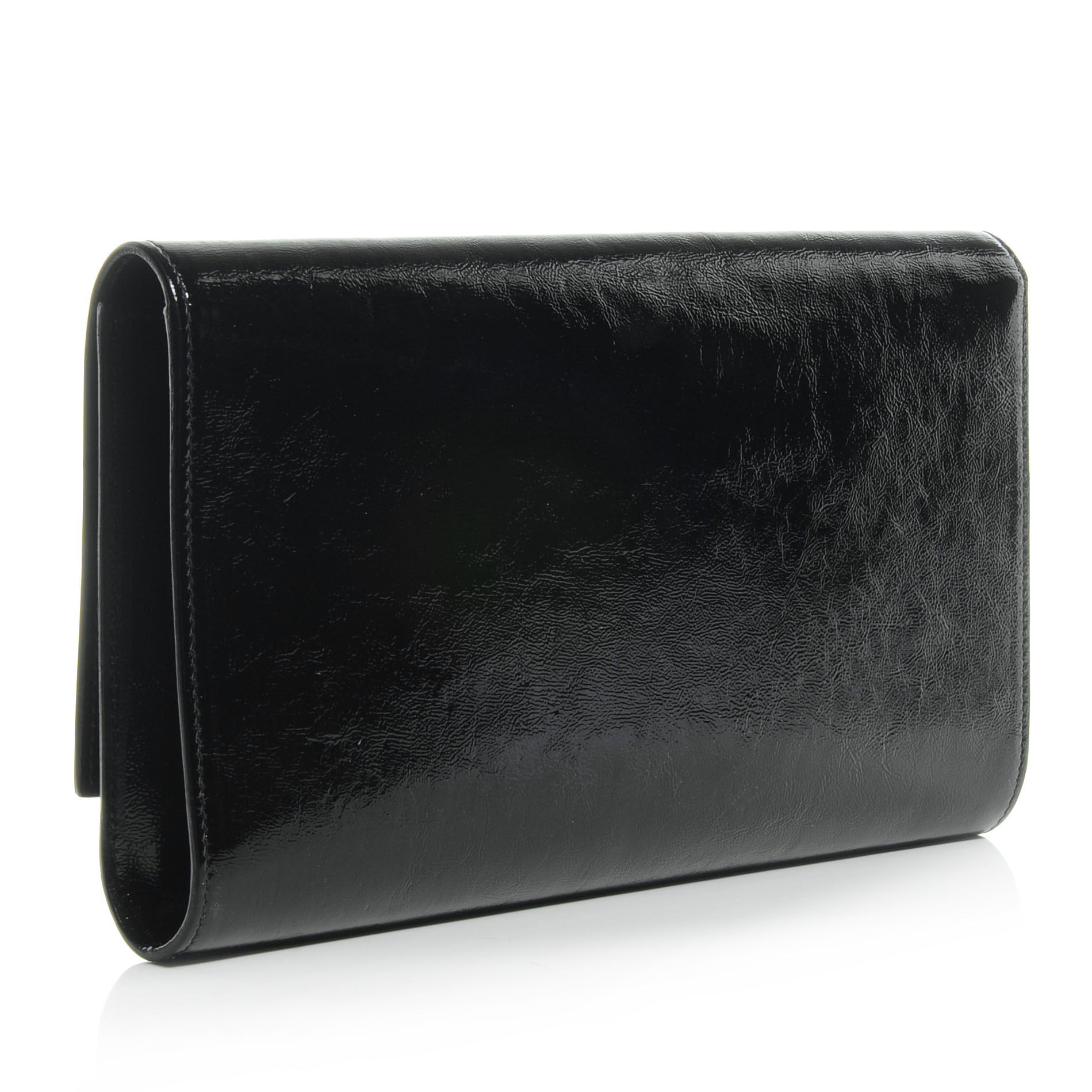 Saint Laurent Textured Patent Monogram Large Belle De Jour Clutch Black 3 of 7