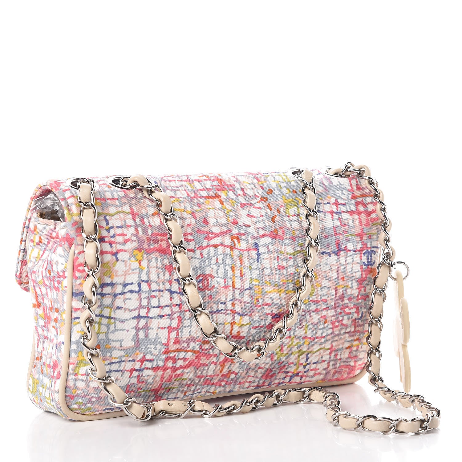 Chanel Canvas Watercolor Tweed Print Clover Small Flap Multicolor 3 of 9