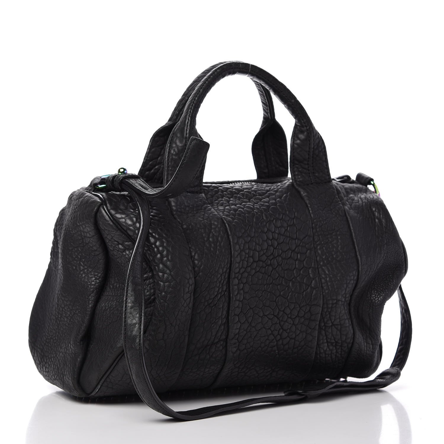 Alexander Wang Pebbled Lambskin Rocco Matte Black Iridescent Hardware 3 of 8