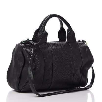 Alexander Wang Pebbled Lambskin Rocco Matte Black Iridescent Hardware 3 of 8