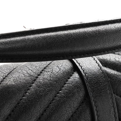 Saint Laurent Sheepskin Matelasse Chevron Monogram Medium College Bag Black 9 of 9