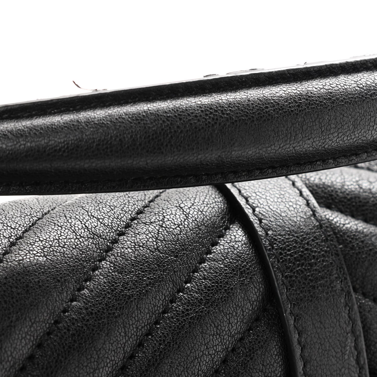 Sheepskin Matelasse Chevron Monogram Medium College Bag Black