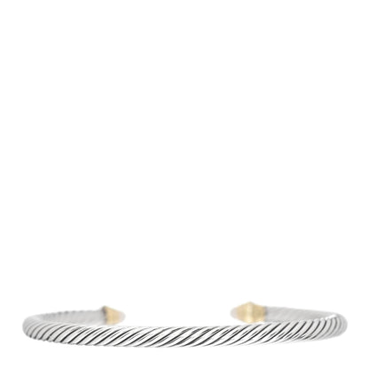 David Yurman Sterling Silver 18K Yellow Gold Pearl 4mm Cable Classics Bracelet 3 of 4