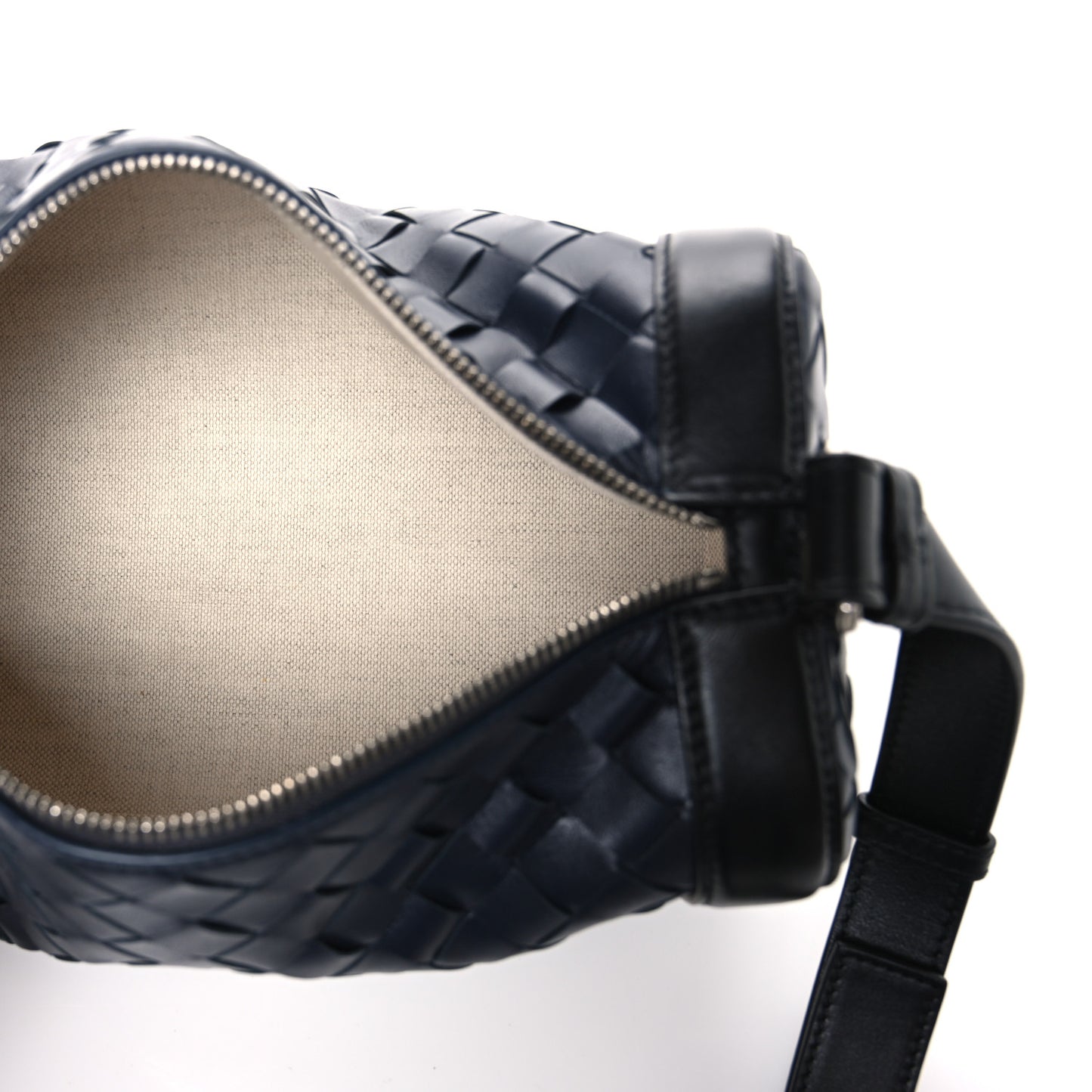 Lambskin Intrecciato Brick Messenger Bag Navy Black