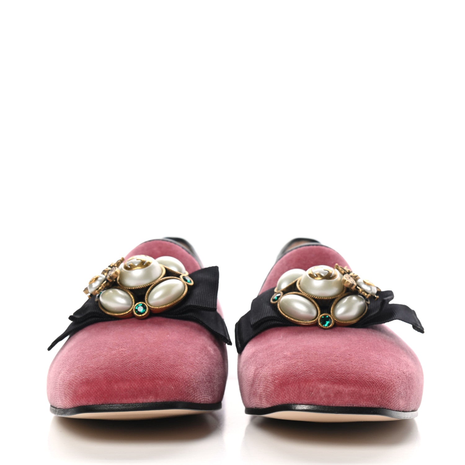 Gucci Velvet Etoile Pearl Embellished Loafers 40 Tibet Red 2 of 9