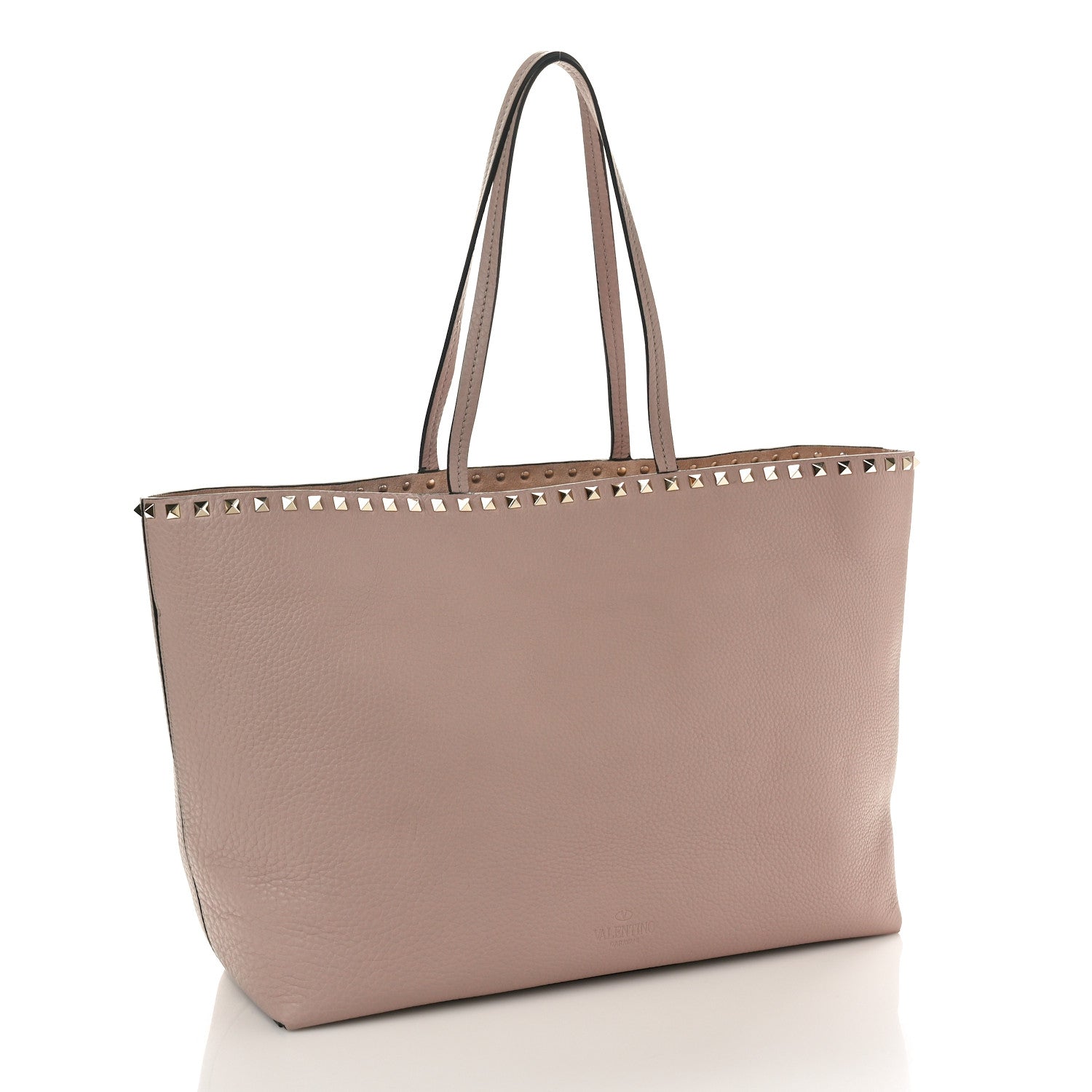 Valentino Garavani Grained Calfskin Rockstud Shoulder Tote Poudre 3 of 9