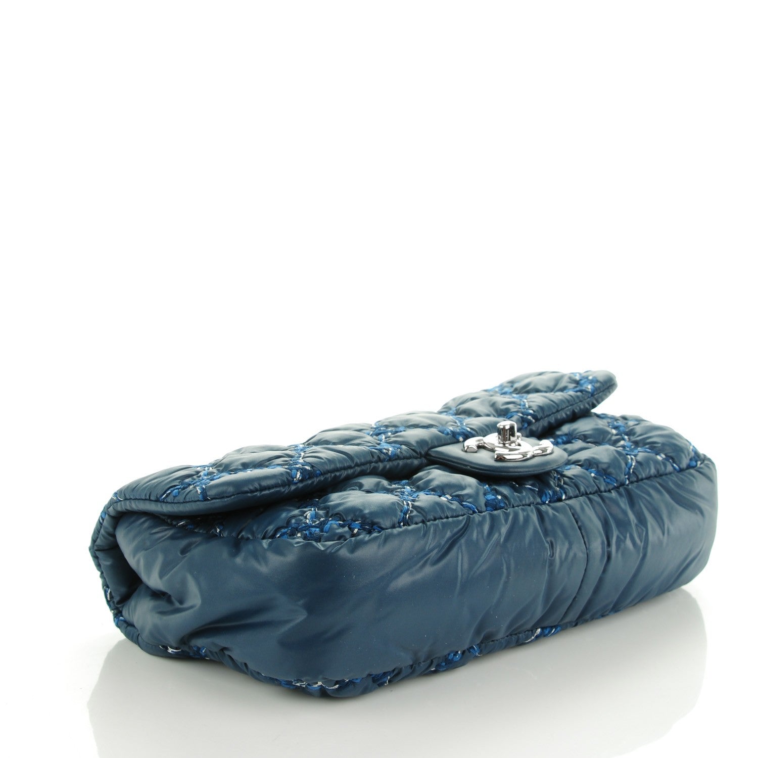 Chanel Nylon Quilted Tweed on Stitch Medium Bubble Flap Blue 4 of 8