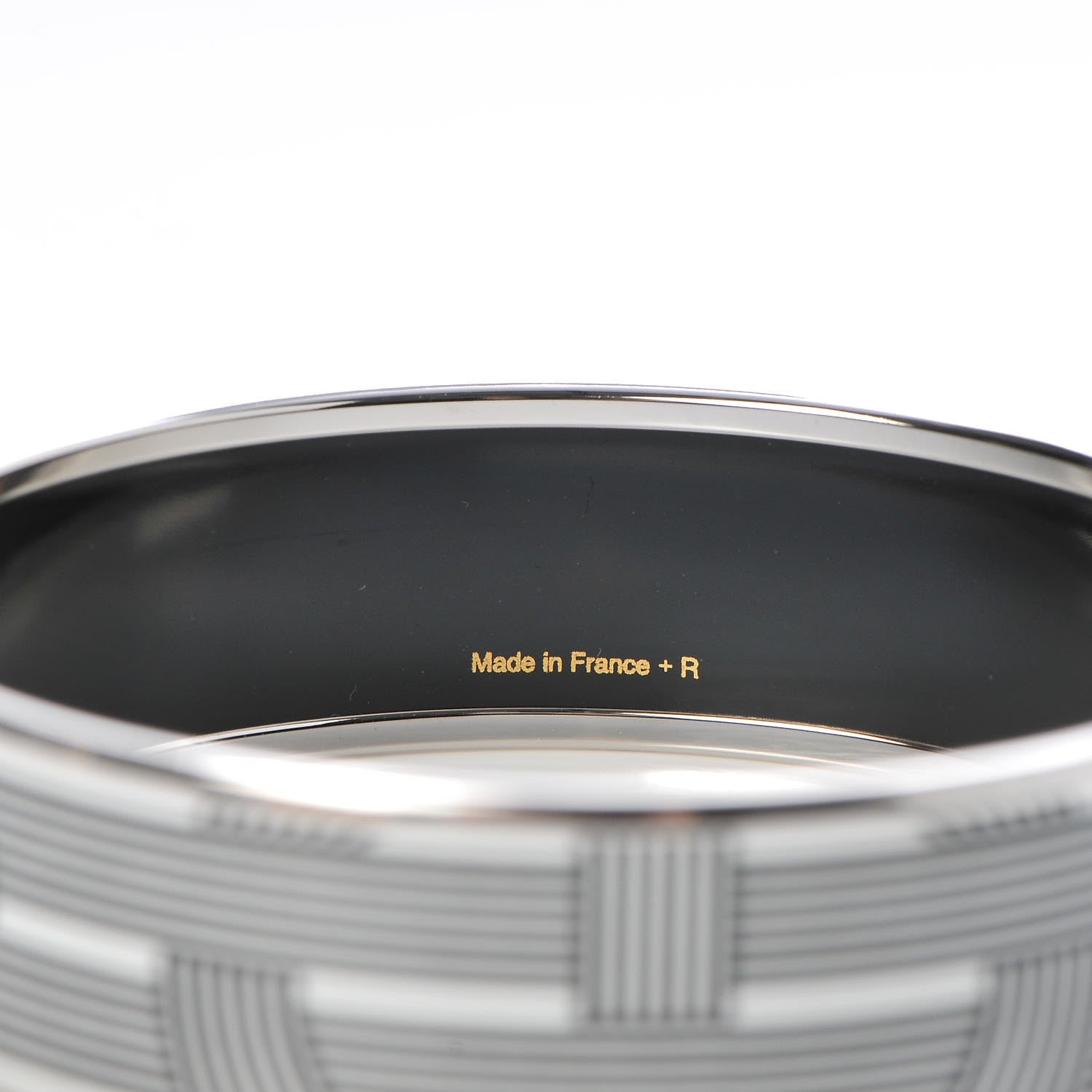 Hermes Enamel Printed Circuit 24 Faubourg Wide Bracelet 65 Black White 4 of 5