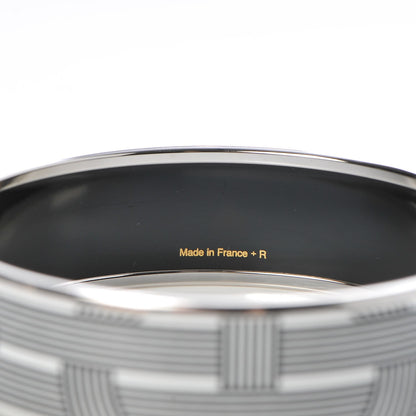 Hermes Enamel Printed Circuit 24 Faubourg Wide Bracelet 65 Black White 4 of 5
