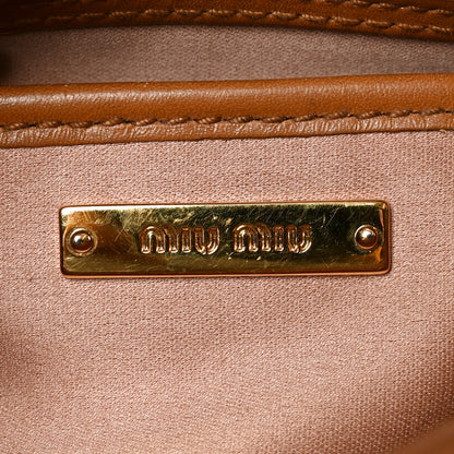 Miu Miu Calfskin Madras Dahlia Satchel Brandy 5 of 8