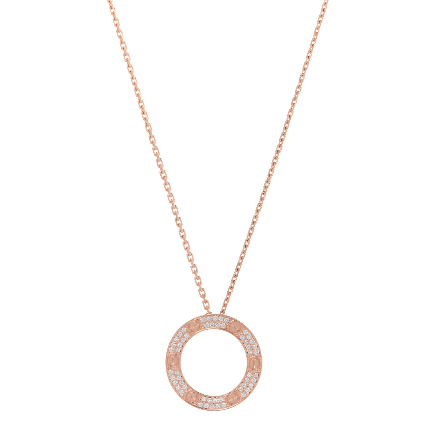 Cartier 18K Pink Gold Diamond LOVE Paved Necklace 1 of 7
