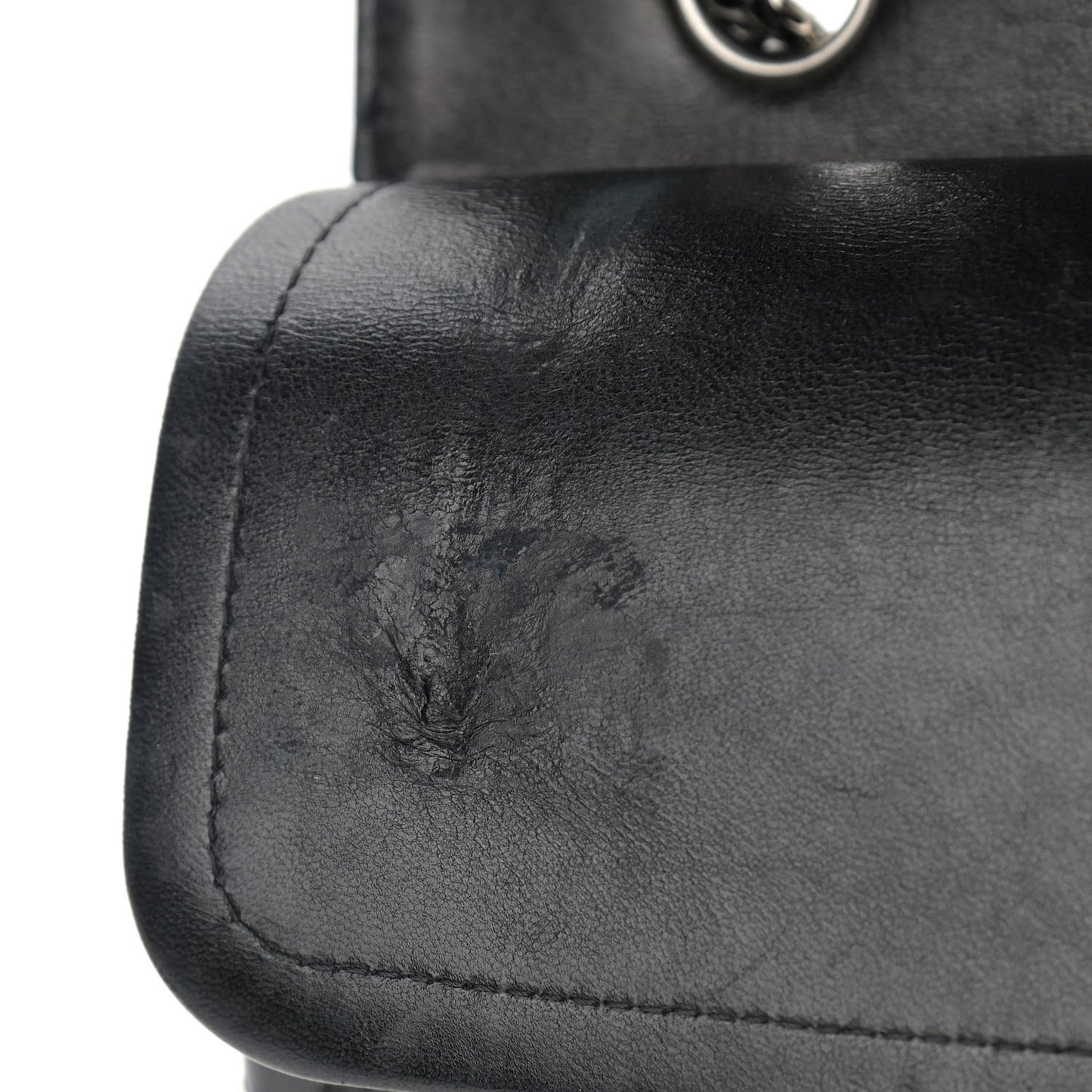 Patent Quilted Medium Double Flap Black