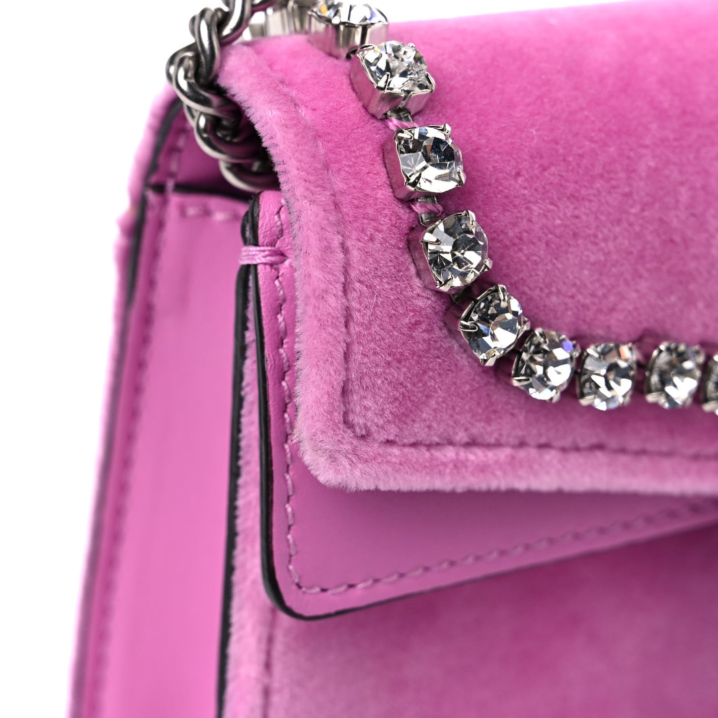 Velvet Crystal Super Mini Dionysus Shoulder Bag Malva