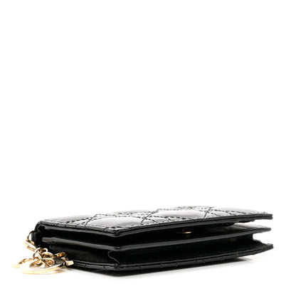 Christian Dior Patent Cannage Small Lady Dior Flap Card Holder Black 4 of 8
