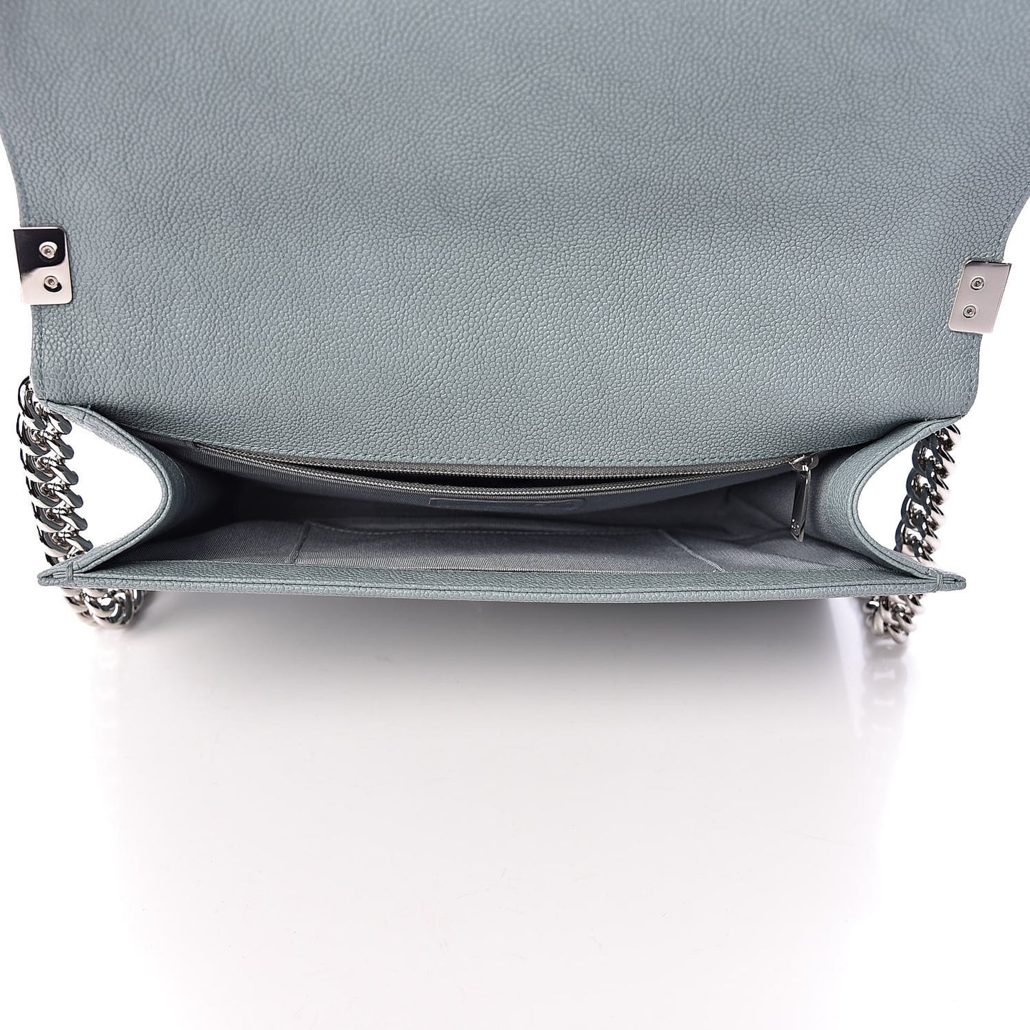 Iridescent Caviar Quilted New Medium Boy Flap Light Blue
