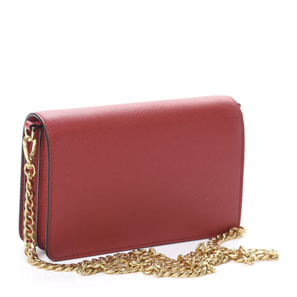 Prada Saffiano Chain Crossbody Bag Fuoco 3 of 8