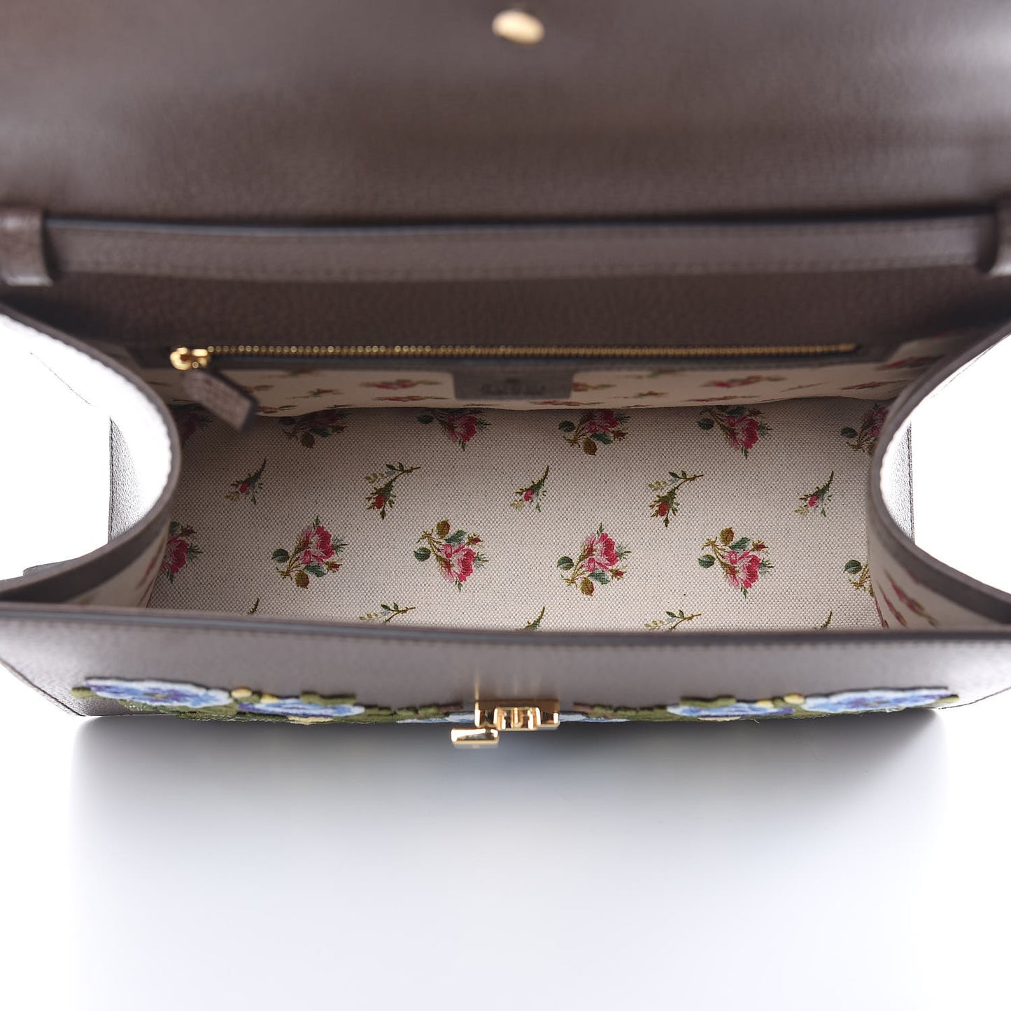 Calfskin Embroidered Medium Sylvie Top Handle Bag New Acero Multicolor