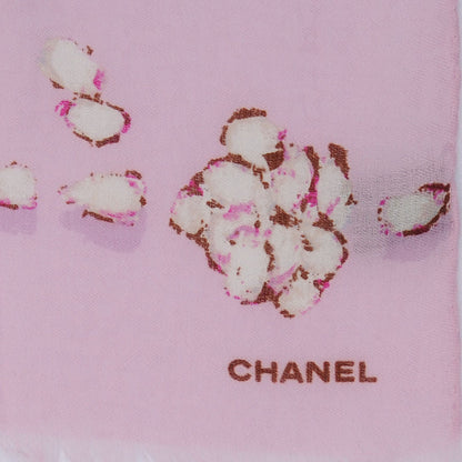 Chanel Cashmere Silk Camellia Scarf Shawl 3 of 6