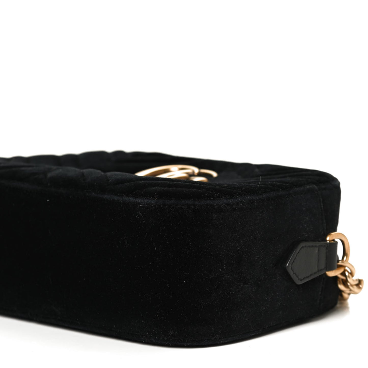 Velvet Matelasse Small GG Marmont Chain Shoulder Bag Black