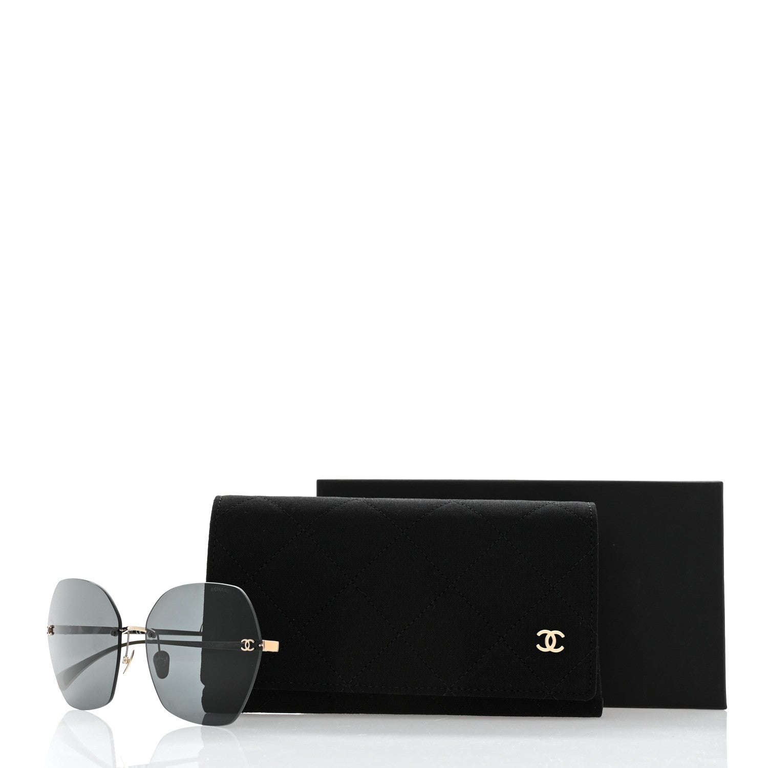 専用　CHANEL square titanium sunglasses Chanel Titanium Polarized Rimless Square Sunglasses 4271-T Gold