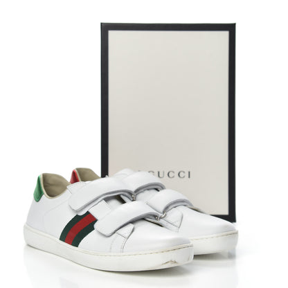 Gucci Calfskin Web Velcro Womens Ace Sneakers 38 White Green 9 of 9