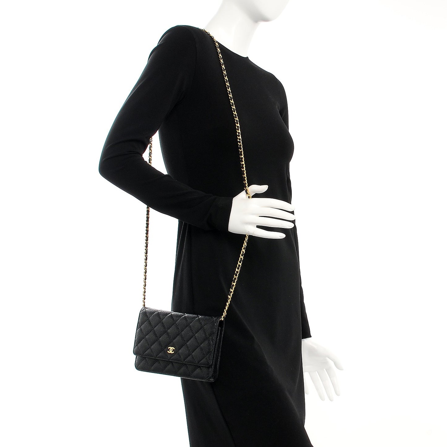 Caviar Quilted Wallet On Chain WOC Black