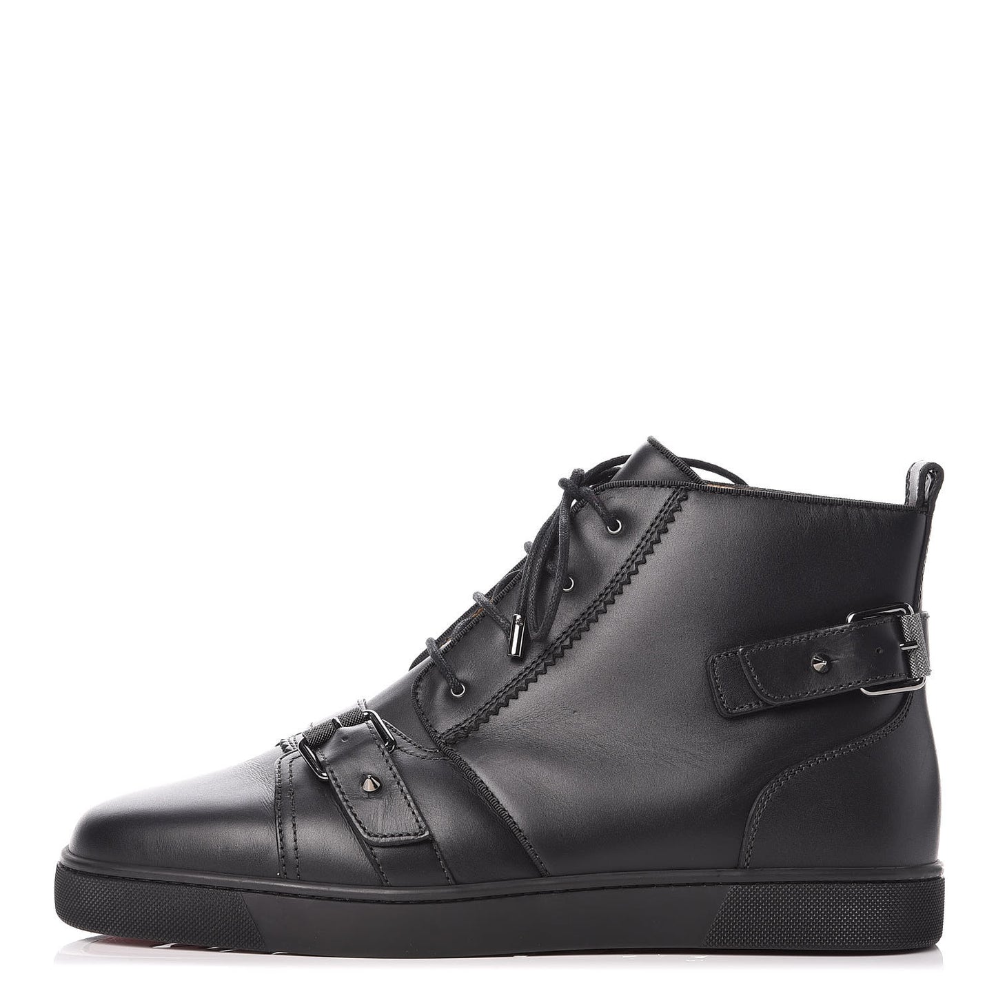 Calfskin Mens Nono Strap Flat Sneakers 45 Black