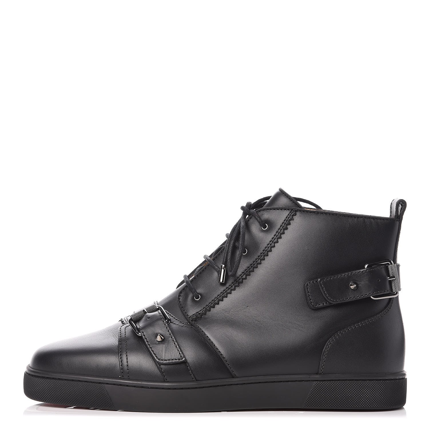 Christian Louboutin Calfskin Mens Nono Strap Flat Sneakers 45 Black 1 of 9