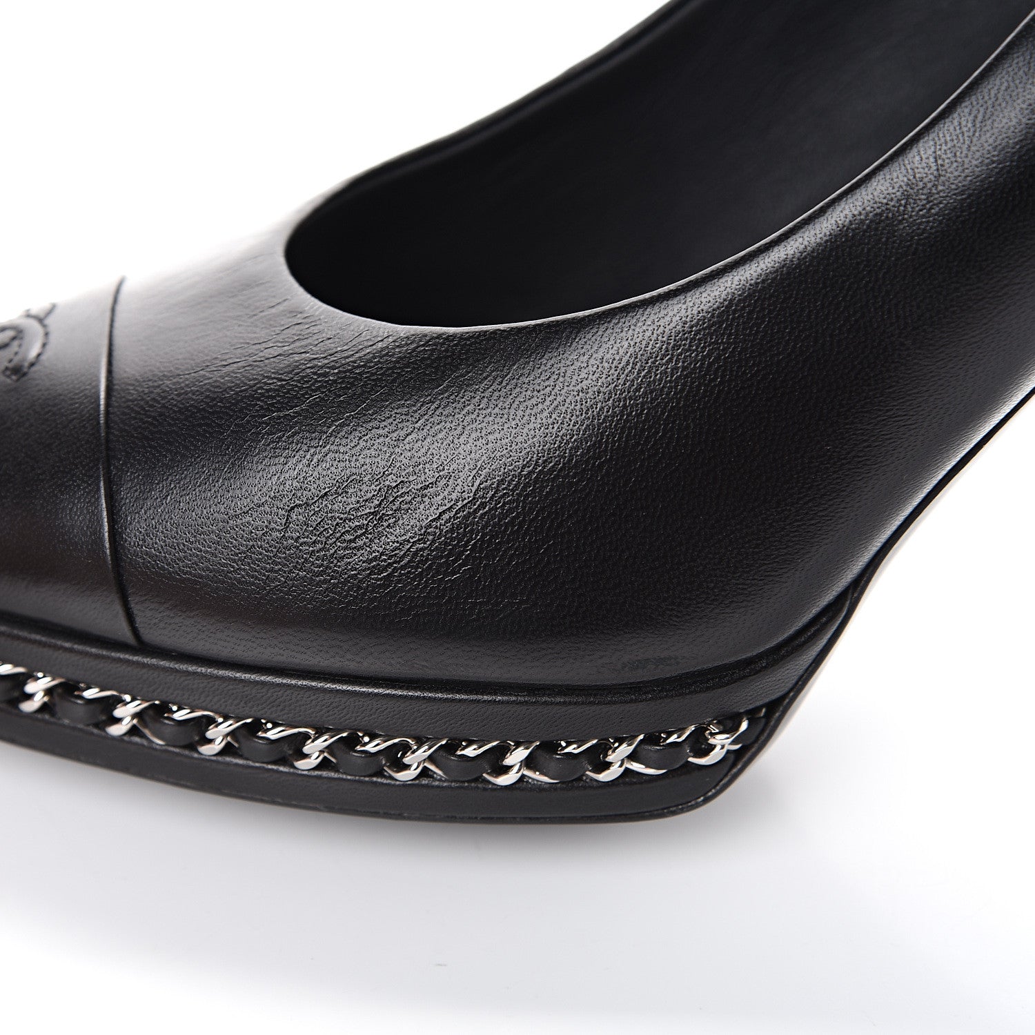 Chanel Lambskin CC Cap Toe Platform Chain Pumps 39 Black 9 of 11