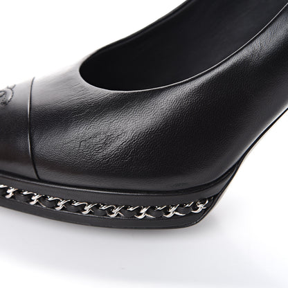 Chanel Lambskin CC Cap Toe Platform Chain Pumps 39 Black 9 of 11