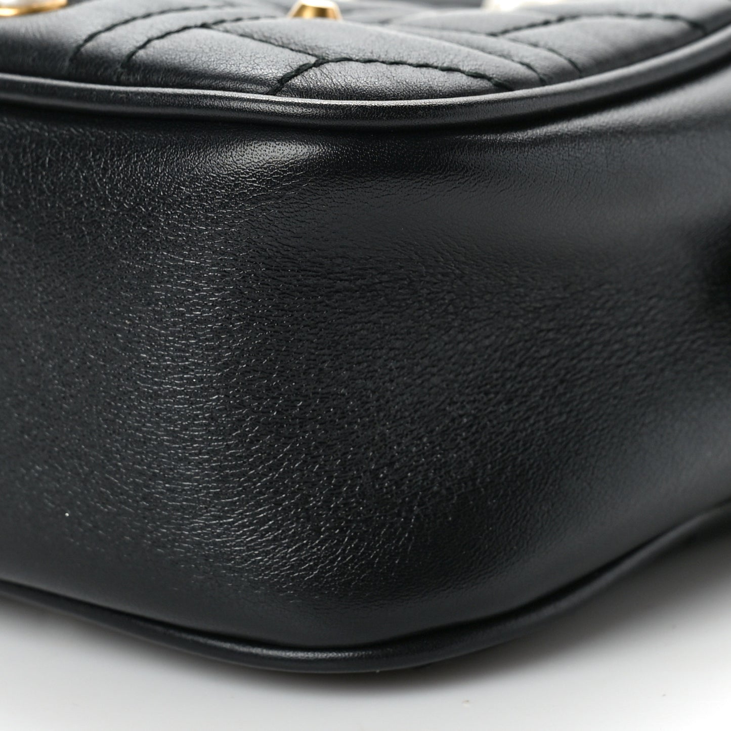 Calfskin Matelasse Studded Small Pearly GG Marmont Chain Shoulder Bag Black