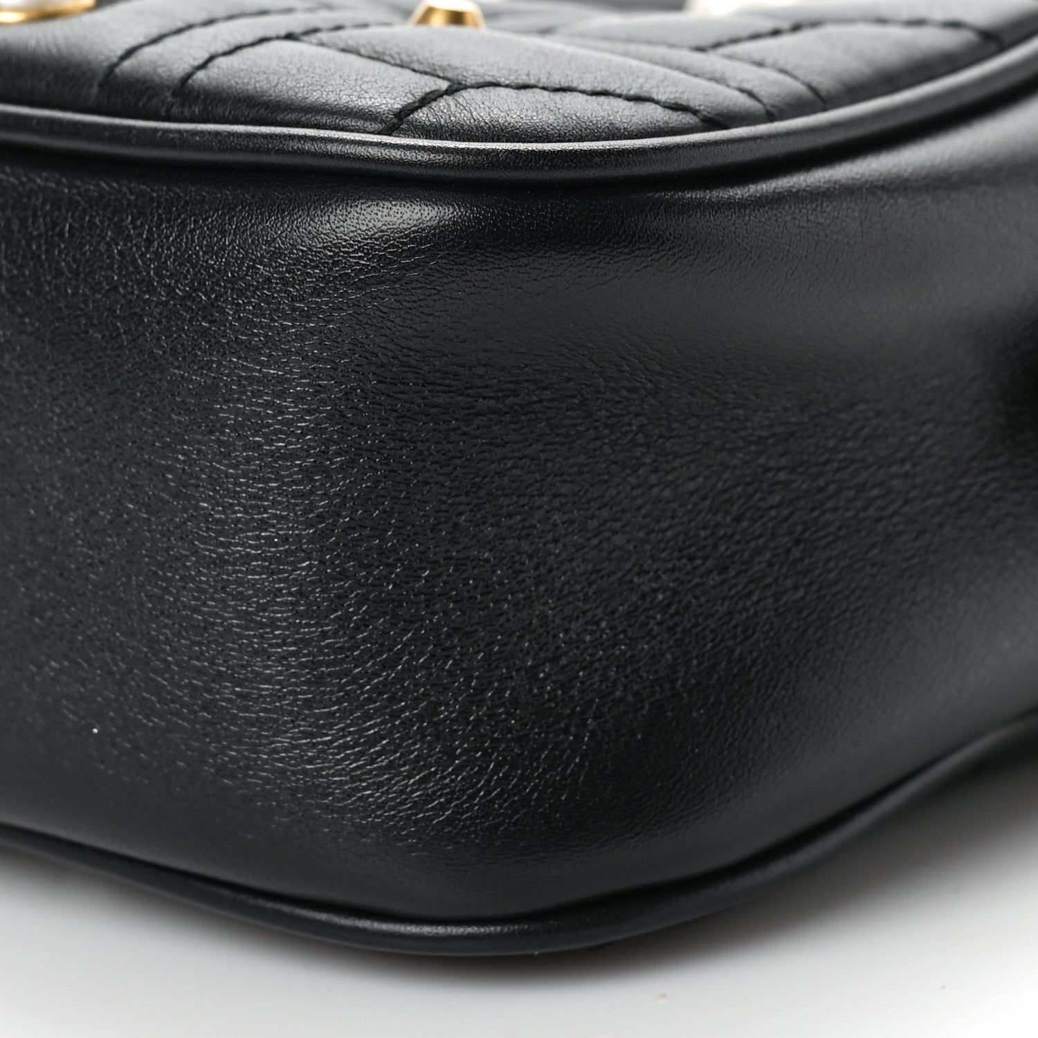 Gucci Calfskin Matelasse Studded Small Pearly GG Marmont Chain Shoulder Bag Black 9 of 10