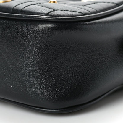 Gucci Calfskin Matelasse Studded Small Pearly GG Marmont Chain Shoulder Bag Black 9 of 10