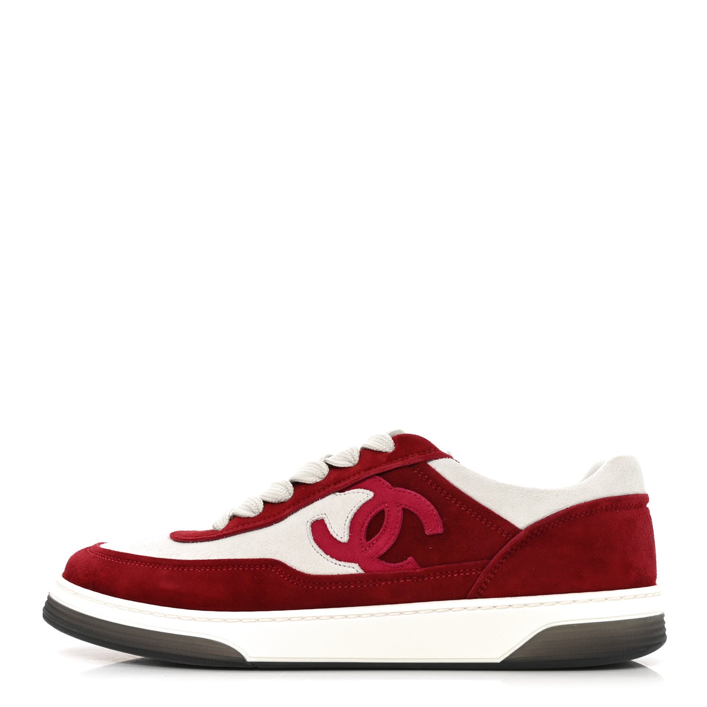 Suede Kidskin Womens CC Sneakers 38.5 Burgundy White