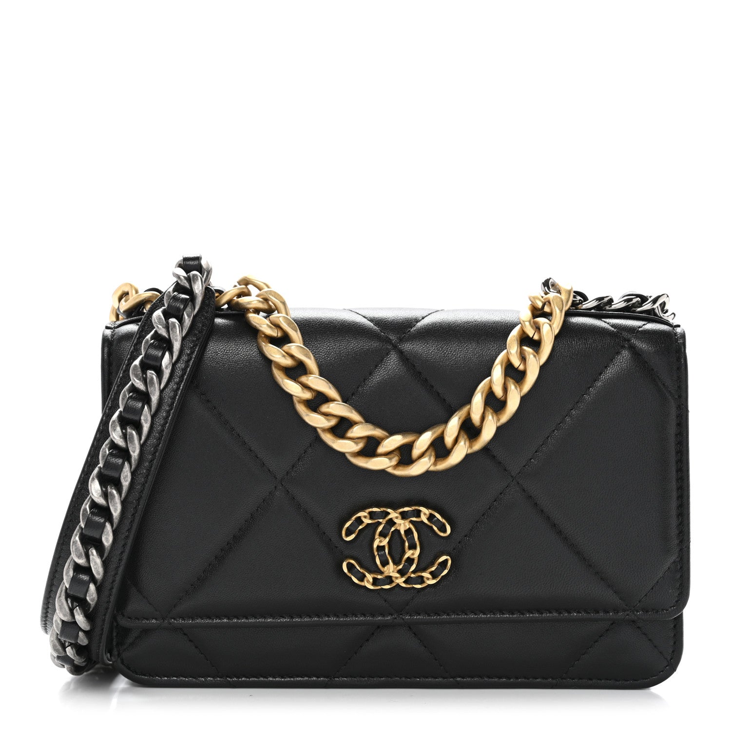 Chanel Lambskin Quilted Chanel 19 Wallet On Chain WOC Black 1 of 11