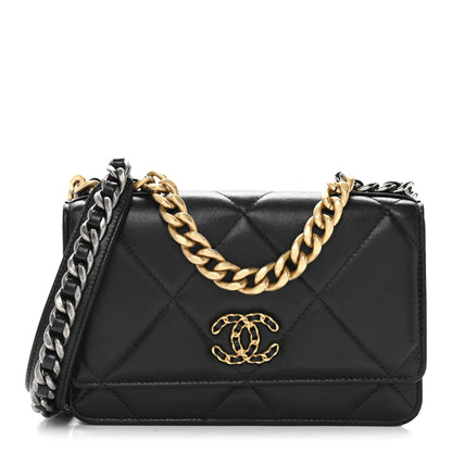 Chanel Lambskin Quilted Chanel 19 Wallet On Chain WOC Black 1 of 11