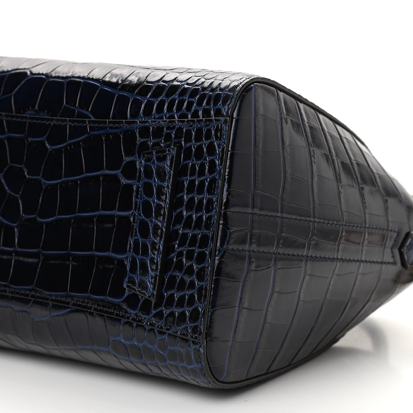 Calfskin Crocodile Embossed Small Antigona Navy