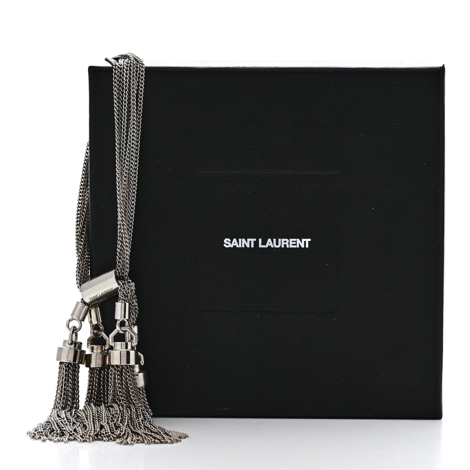 Saint Laurent Brass Multi Chain Pompons Bracelet M  Silver 5 of 5