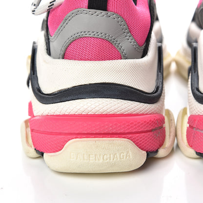 Balenciaga Fabric Mesh Womens Triple S Sneakers 37 Fluo Pink Grey White 11 of 12