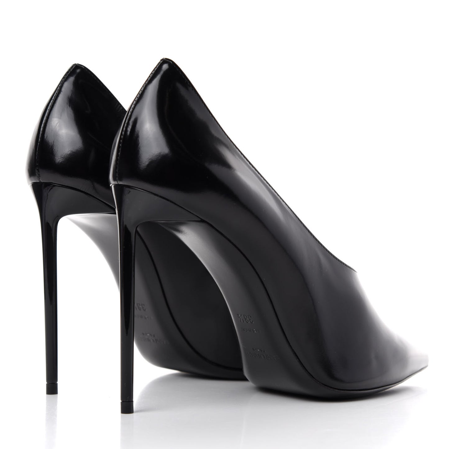 Patent Calfskin Teddy High Vamp 105 Pumps 38.5 Black