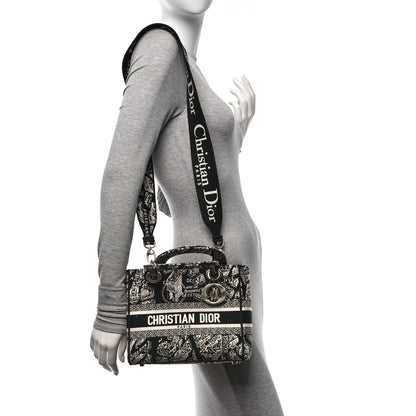 Christian Dior Canvas Embroidered Medium Plan de Paris Lady D-Lite Black White 2 of 9