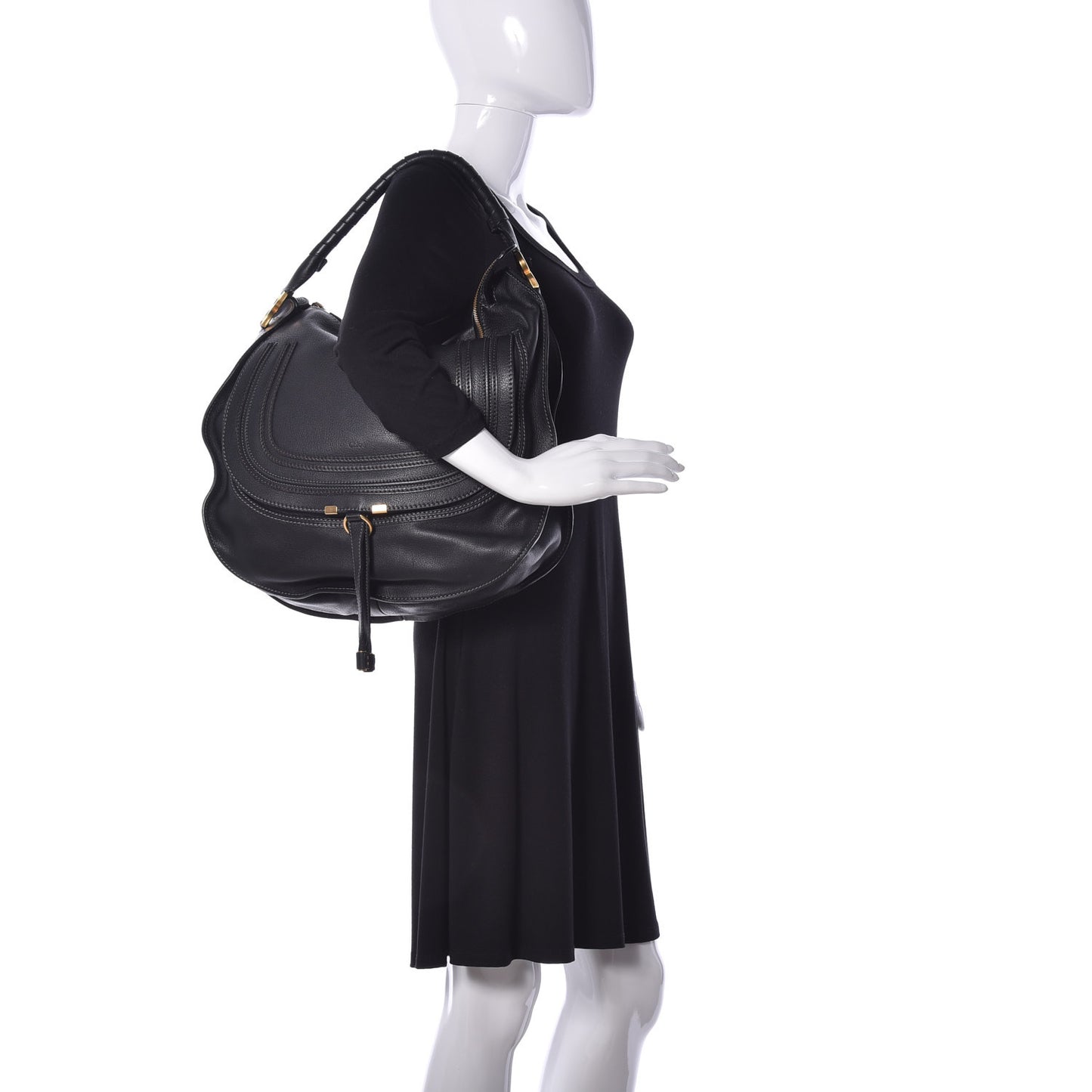 Calfskin Large Marcie Hobo Black