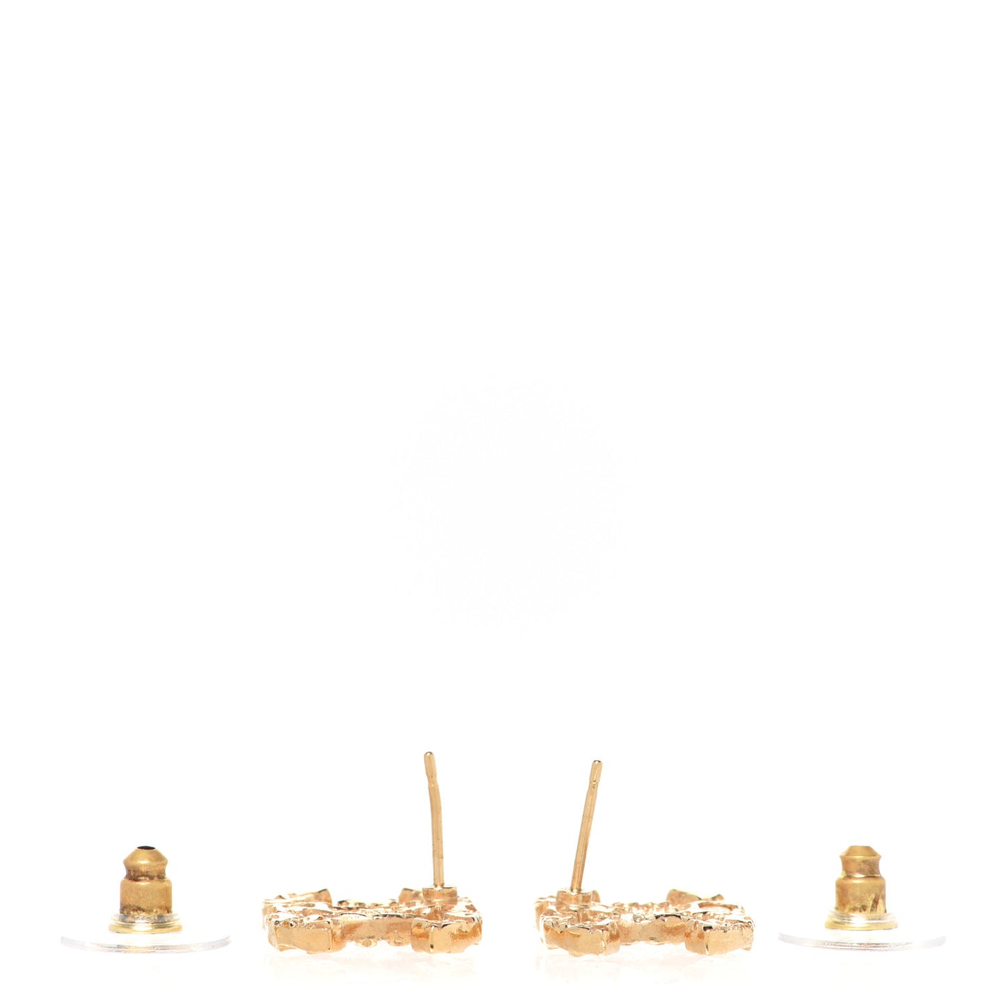 Metal Textured CC Earrings Gold