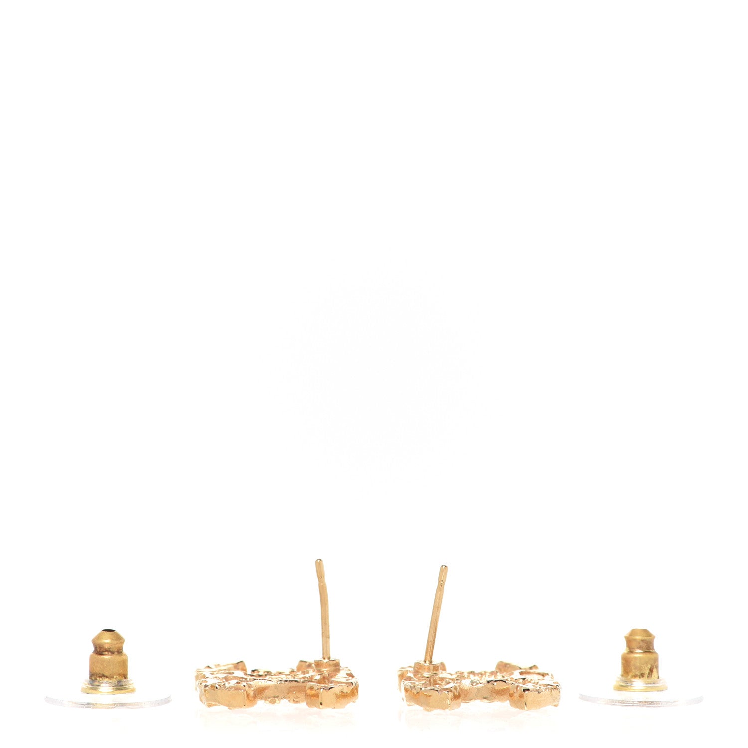 Chanel Metal Textured CC Earrings Gold 3 of 5