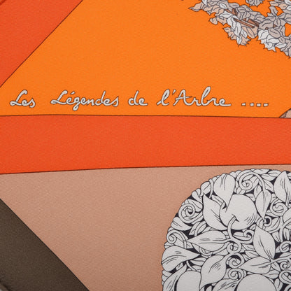 Hermes Silk Les Legendes de L'Arbre Scarf 90 Beige Rose Orange Brun 3 of 5