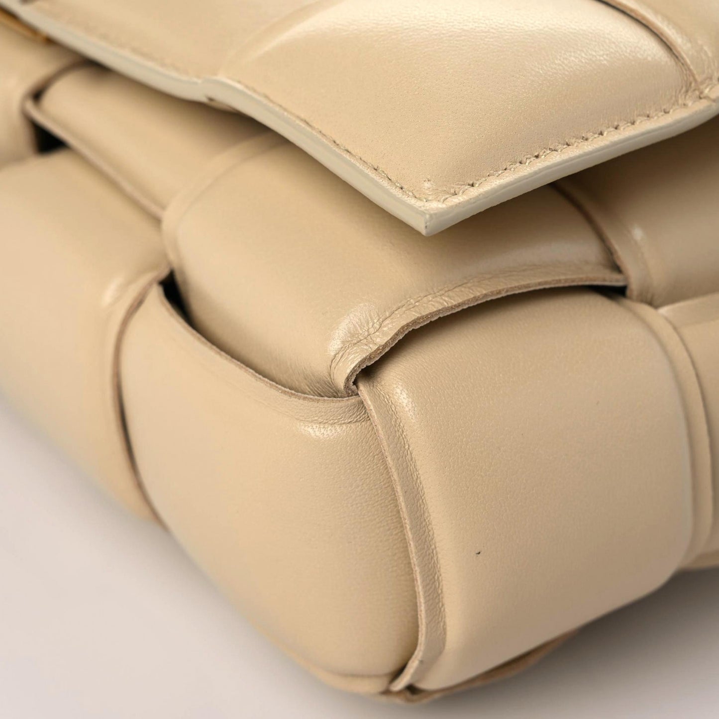 Nappa Maxi Intreccio Padded Cassette Crossbody Bag Porridge