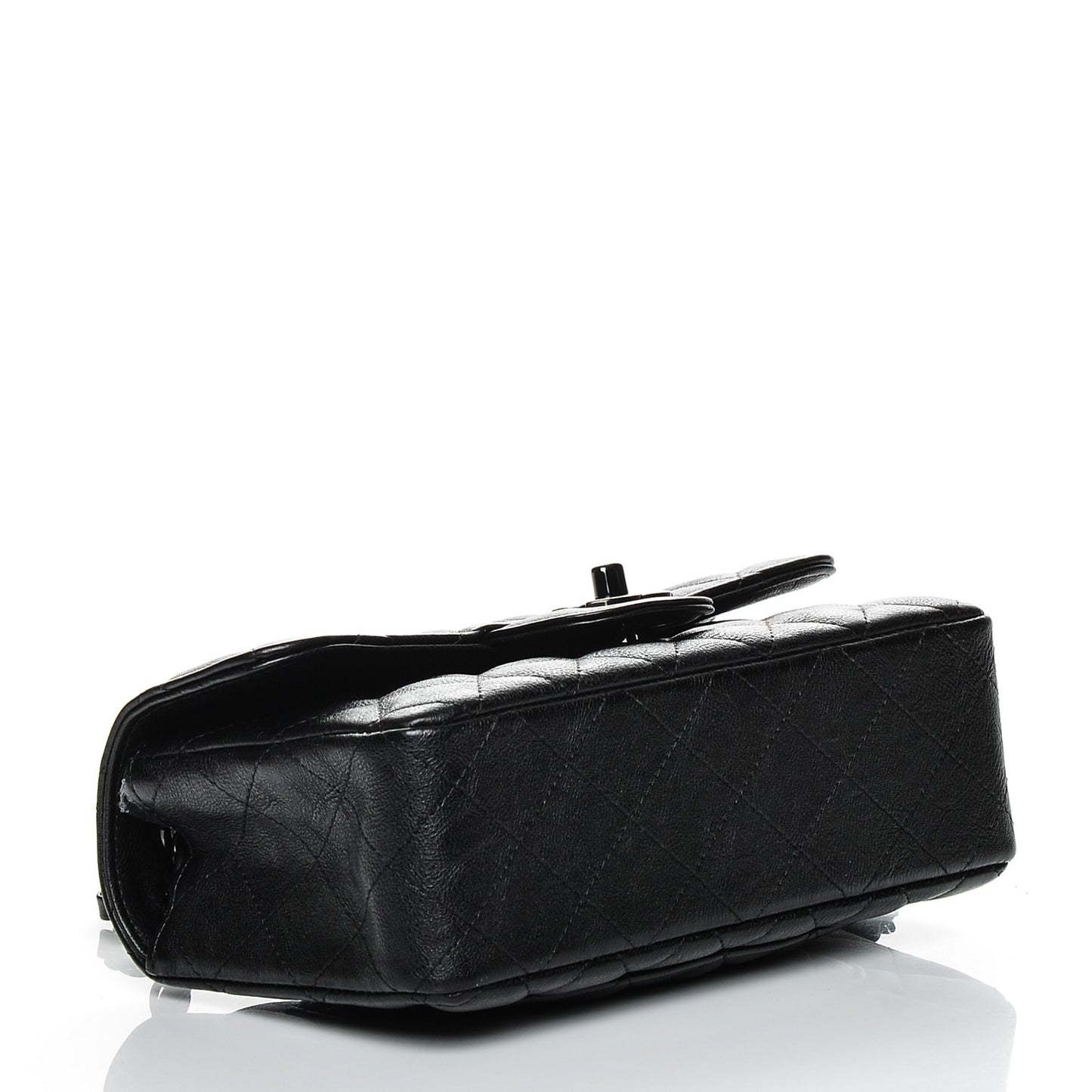 Crumpled Calfskin Quilted Mini Rectangular Flap So Black